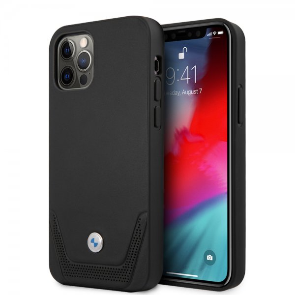 BMW iPhone 12/iPhone 12 Pro -kuoret, rei'itetty, musta