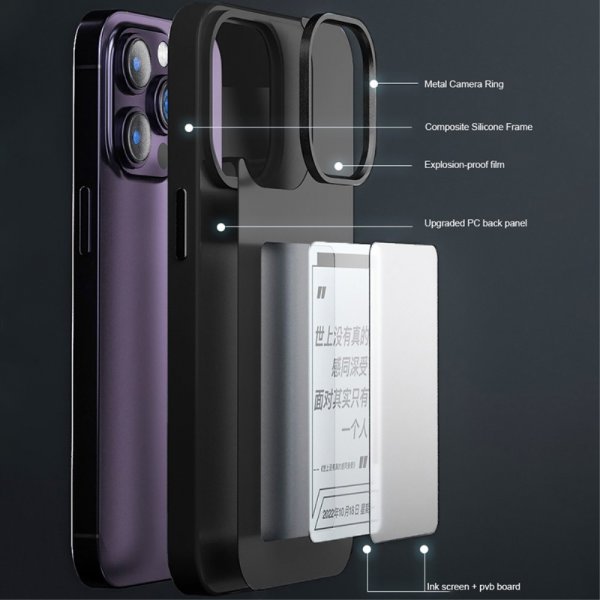 iPhone 12/iPhone 12 Pro Kuori integroidulla E Ink -näytöllä, musta