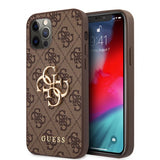 Guess iPhone 12/iPhone 12 Pro Suojakuori Metal Logo, ruskea