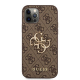 Guess iPhone 12/iPhone 12 Pro Suojakuori Metal Logo, ruskea