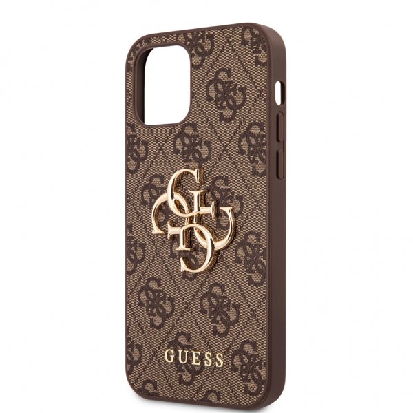 Guess iPhone 12/iPhone 12 Pro Suojakuori Metal Logo, ruskea