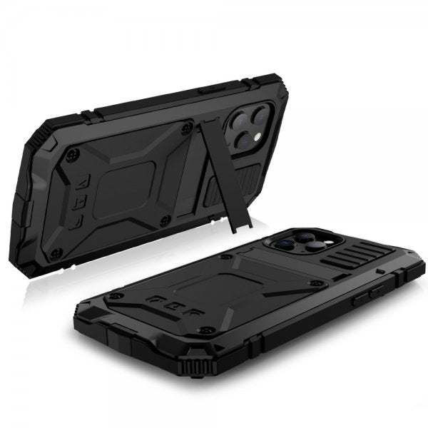 R-JUST iPhone 12/iPhone 12 Pro Kuori Metalli Iskunkestävä Musta