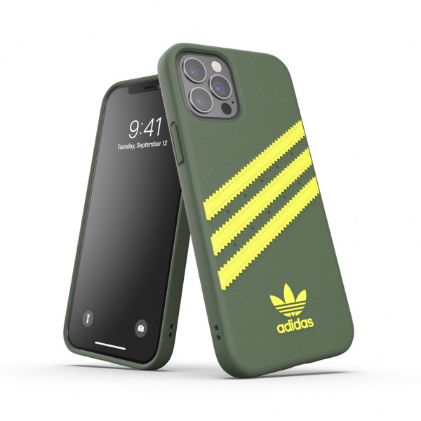 Adidas iPhone 12/iPhone 12 Pro Suojakuori Moulded Case PU Wild Pine/Acid Yellow
