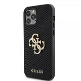 Guess iPhone 12/iPhone 12 Pro Kuori Perforated Glitter, musta