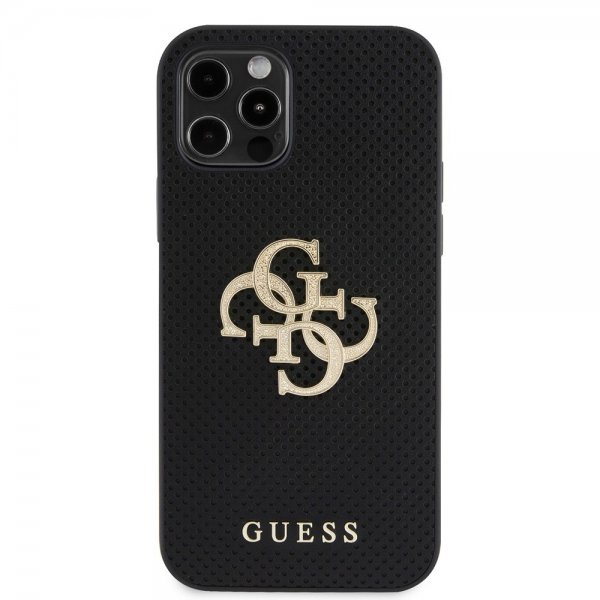 Guess iPhone 12/iPhone 12 Pro Kuori Perforated Glitter, musta