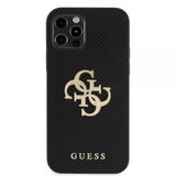 Guess iPhone 12/iPhone 12 Pro Kuori Perforated Glitter, musta