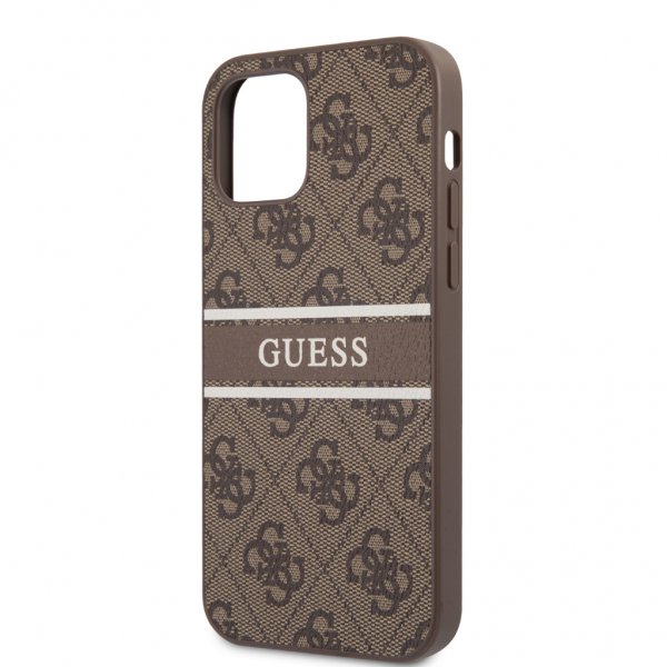 Guess iPhone 12/iPhone 12 Pro Kuori Printed Stripe Ruskea