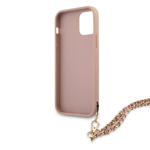 Guess iPhone 12/iPhone 12 Pro Kuoret Saffiano Chain Pinkki