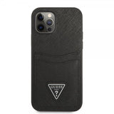 Guess iPhone 12/iPhone 12 Pro Suojakuori Saffiano Double Cardslot Musta