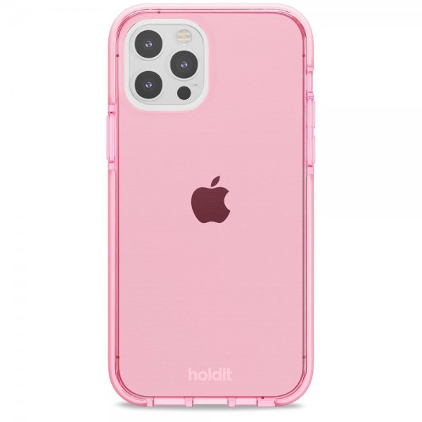 holdit iPhone 12/iPhone 12 Pro Seethru Bright Pink -suojakuori