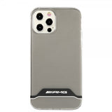 AMG iPhone 12/iPhone 12 Pro Suojakuori Stripes Horizontal Läpinäkyvä Musta