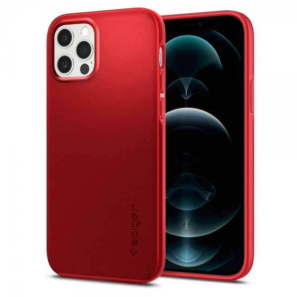 Spigen iPhone 12/iPhone 12 Pro Kuori Thin Fit Punainen