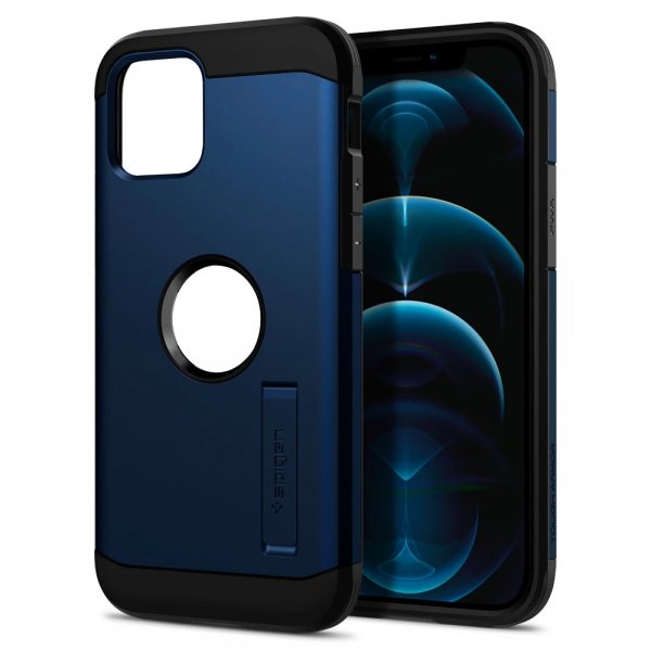 Spigen iPhone 12/iPhone 12 Pro -suojakuori, Tough Armor Navy Blue