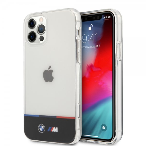 BMW iPhone 12/iPhone 12 Pro Suojakuori Tricolor Stripe Transparent