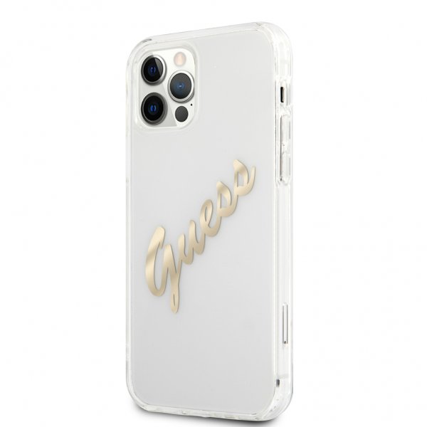Guess iPhone 12/iPhone 12 Pro Kuori Vintage Script Kulta Kirkas