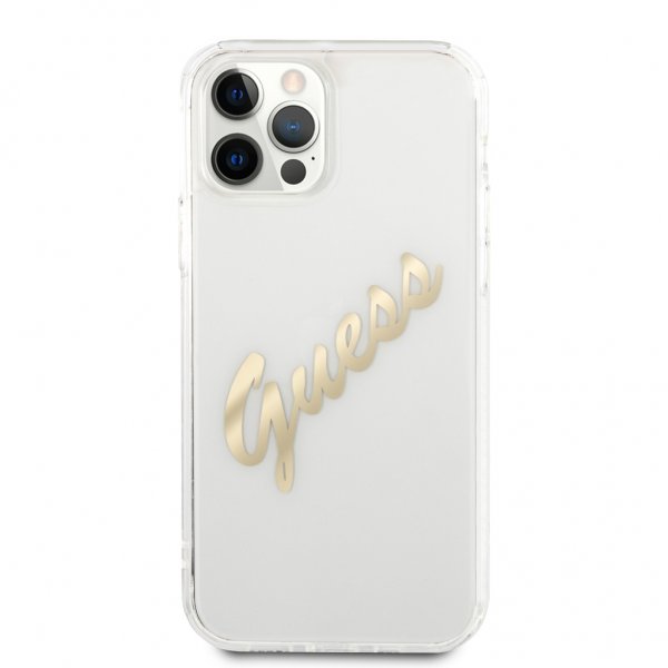 Guess iPhone 12/iPhone 12 Pro Kuori Vintage Script Kulta Kirkas