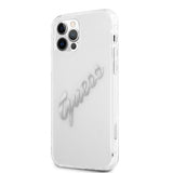Guess iPhone 12/iPhone 12 Pro Kuori Vintage Script Silver Läpinäkyvä