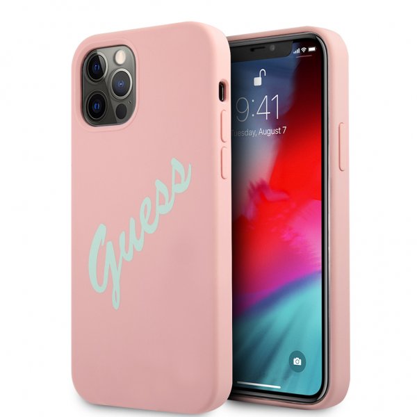 Guess iPhone 12/iPhone 12 Pro Suojakuori Vintage Silicone Rose