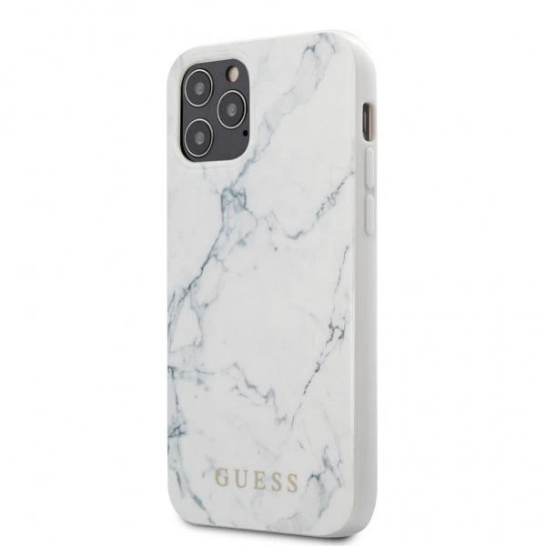 Guess iPhone 12/iPhone 12 Pro Suojakuori Marble Cover Valkoinen