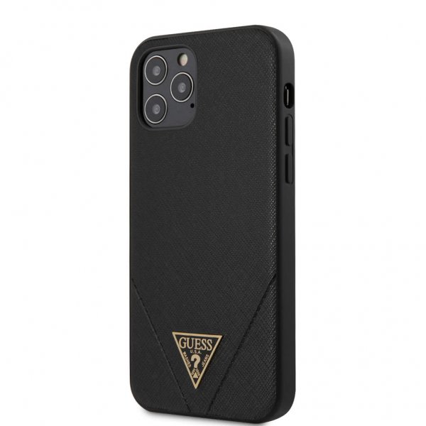 Guess iPhone 12/iPhone 12 Pro Suojakuori Saffiano V Stitch Musta