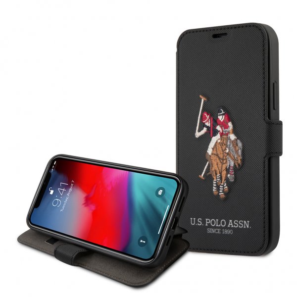U.S. Polo iPhone 12 Mini -kotelo, kirjailtu, musta
