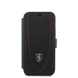 Ferrari iPhone 12 Mini Kotelo Logo Perforoitu Musta