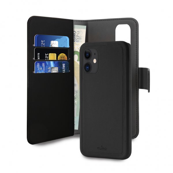 Puro iPhone 12 Mini Suojakotelo Wallet Detachable 2 in 1 Musta