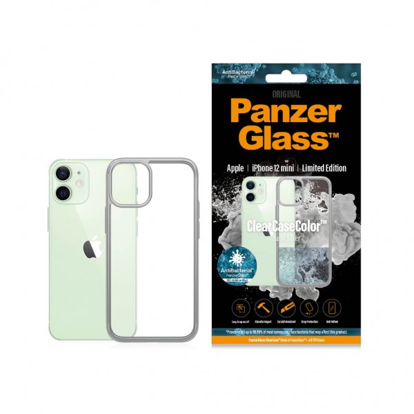 PanzerGlass iPhone 12 Mini ClearCase Color Satin Silver -kuori