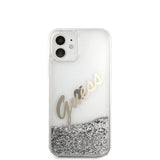 Guess iPhone 12 Mini Kuori Liquid Glitter Vintage Silver
