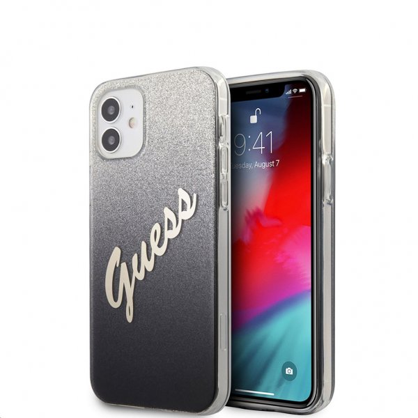 Guess iPhone 12 Mini Kuori Vintage Gradient Musta