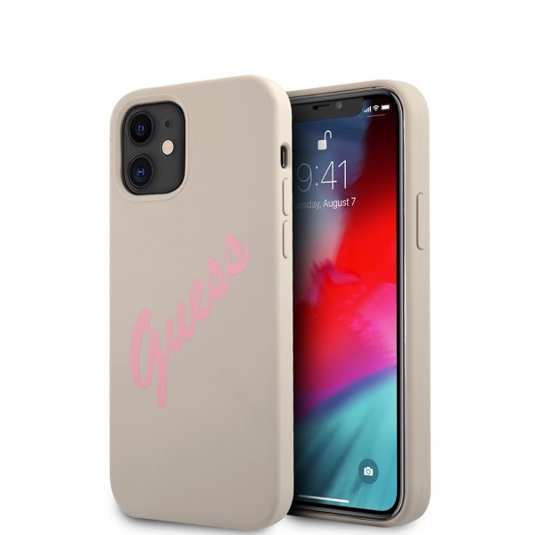 Guess iPhone 12 Mini Kuori Vintage Silicone Harmaa
