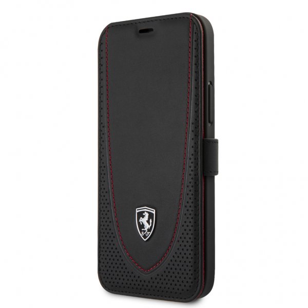 Ferrari iPhone 12 Pro Max -suojakuori, Logo Perforoitu Musta