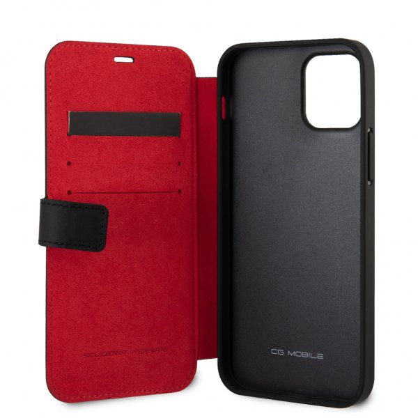 Ferrari iPhone 12 Pro Max -suojakuori, Logo Perforoitu Musta