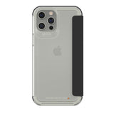 Gear4 iPhone 12 Pro Max suojakotelo Wembley Flip Clear Musta