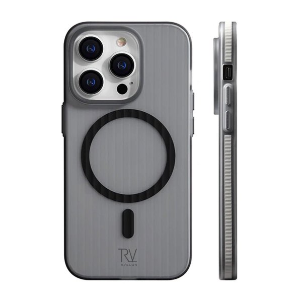 Rvelon iPhone 12 Pro Max -kuori aaltomainen MagSafe Harmaa