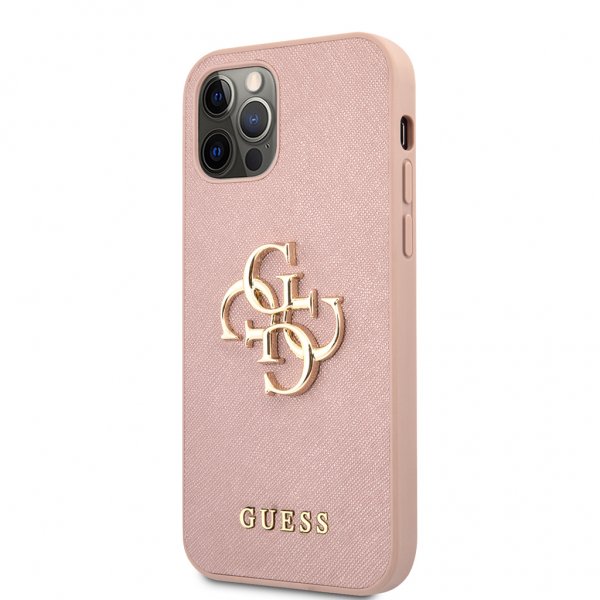 Guess iPhone 12 Pro Max -kuoret 4G Logo Saffiano Pinkki
