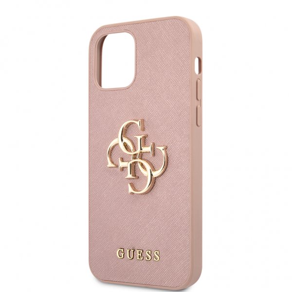Guess iPhone 12 Pro Max -kuoret 4G Logo Saffiano Pinkki