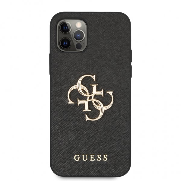 Guess iPhone 12 Pro Max -kuori 4G Logo Saffiano Musta