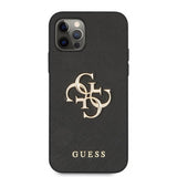 Guess iPhone 12 Pro Max -kuori 4G Logo Saffiano Musta
