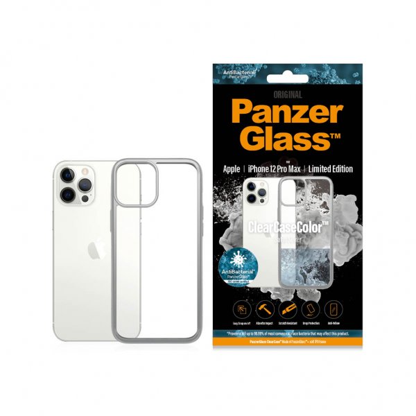 PanzerGlass iPhone 12 Pro Max -suojakuori ClearCase Color Satin Silver