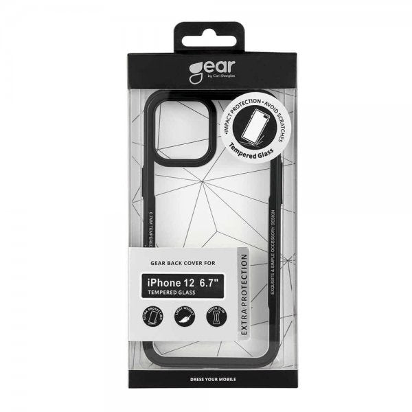 Gear iPhone 12 Pro Max Kuori Karkaistu Lasi Musta