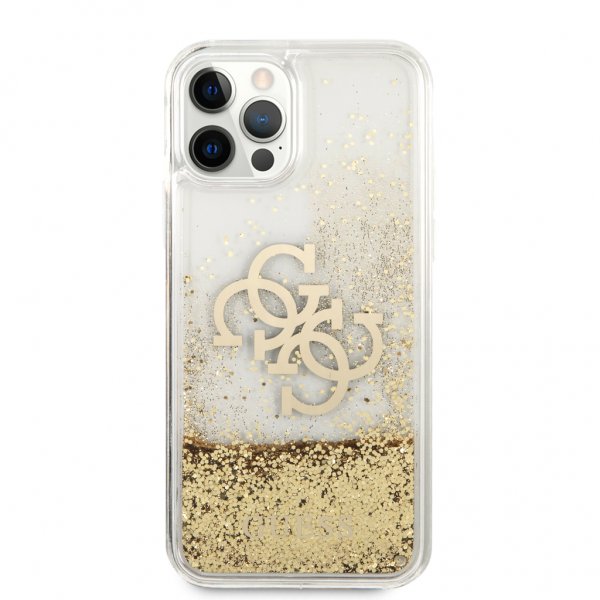 Guess iPhone 12 Pro Max -kuoret, Liquid Glitter, kulta, kirkas