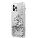 Guess iPhone 12 Pro Max Kuori Liquid Glitter Silver Kirkas