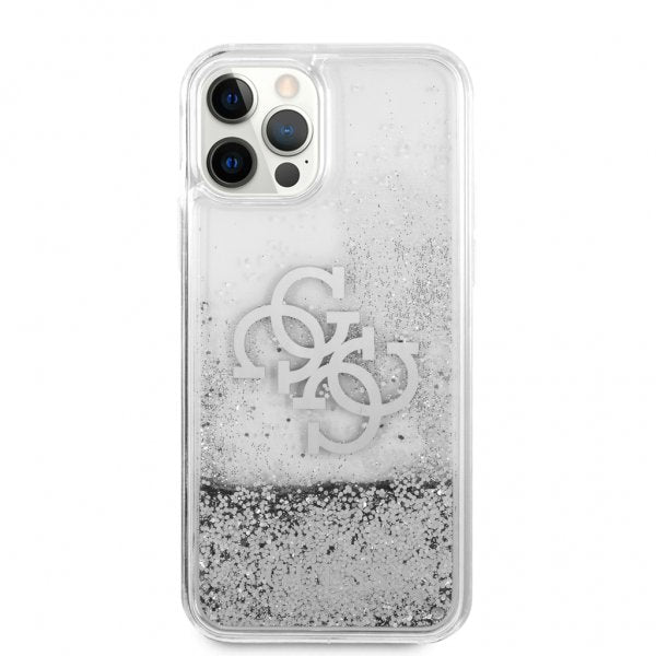 Guess iPhone 12 Pro Max Kuori Liquid Glitter Silver Kirkas