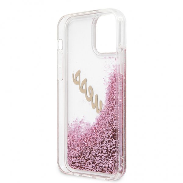 Guess iPhone 12 Pro Max -kuoret Liquid Glitter Vintage Rosa
