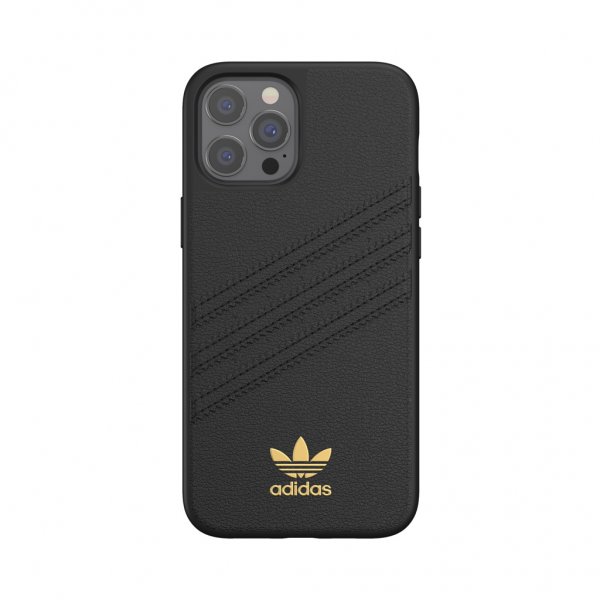 Adidas iPhone 12 Pro Max -kuori, muotoonvalettu kotelo, PU-nahkaa, musta
