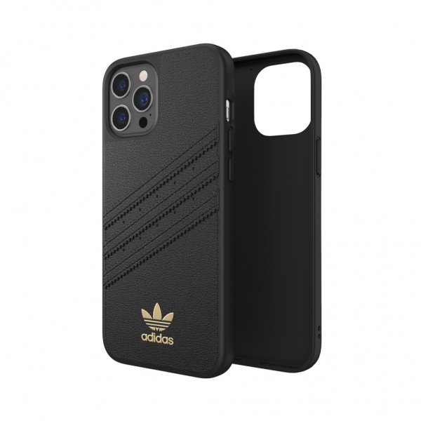 Adidas iPhone 12 Pro Max -kuori, muotoonvalettu kotelo, PU-nahkaa, musta