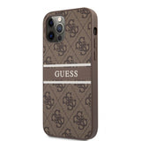 Guess iPhone 12 Pro Max Kuori Printed Stripe Ruskea