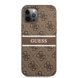 Guess iPhone 12 Pro Max Kuori Printed Stripe Ruskea