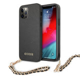 Guess iPhone 12 Pro Max Kuori Saffiano Chain Musta